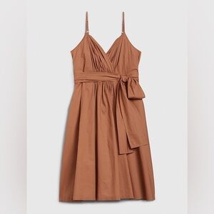 Gap Women’s 12 Petite Midi Tan Dress Pockets 100% Cotton